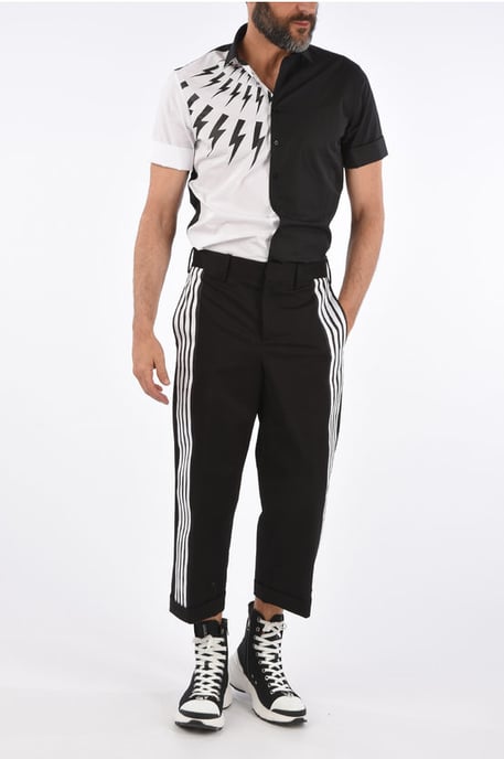 Lage taille broek met piping in zwart - Image 4