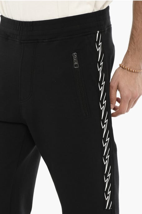 Skinny Fit Joggingbroek met Zij-bliksemprint in Zwart - Image 3