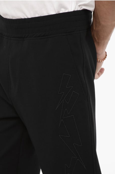 Skinny Fit JUMBLED BOLTS joggingbroek met borduursels in zwart - Image 3