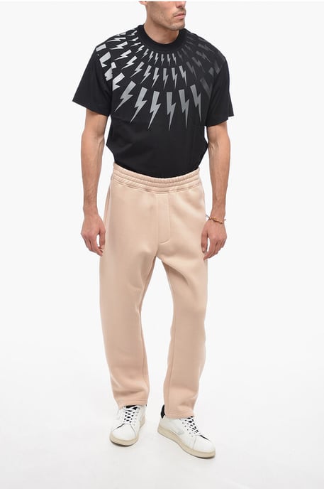 Geborduurde BOLT-joggingbroek met rits aan de manchetten in beige - Image 4
