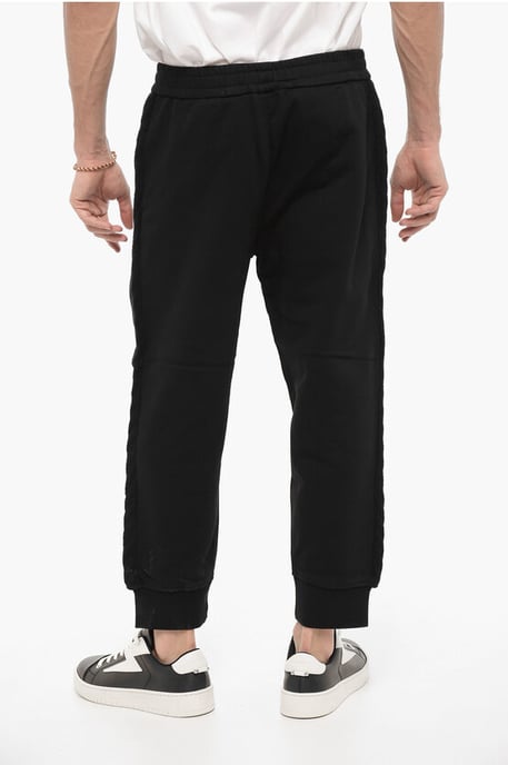 Effen joggingbroek met wollen zijbanden in zwart - Image 2