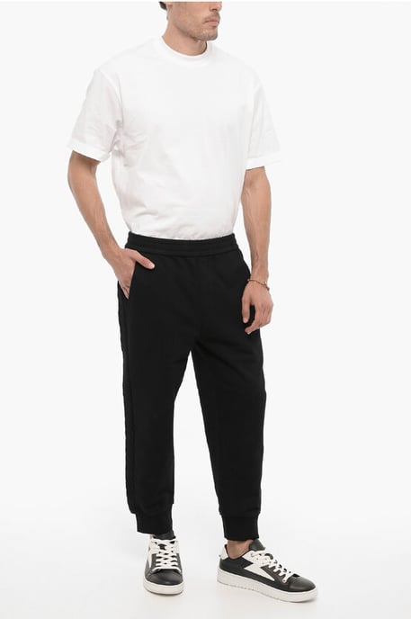 Effen joggingbroek met wollen zijbanden in zwart - Image 4
