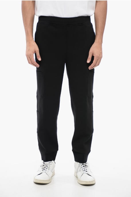 Cargo-joggingbroek van katoenmix met omgeslagen zoom in zwart - Image 1