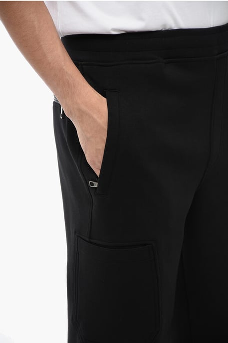 Cargo-joggingbroek van katoenmix met omgeslagen zoom in zwart - Image 2