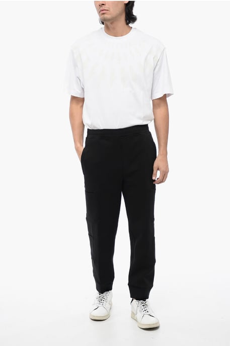 Cargo-joggingbroek van katoenmix met omgeslagen zoom in zwart - Image 3