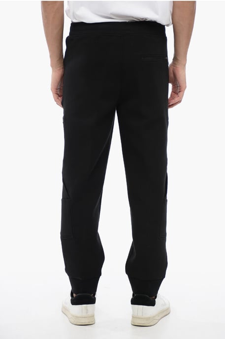 Cargo-joggingbroek van katoenmix met omgeslagen zoom in zwart - Image 4