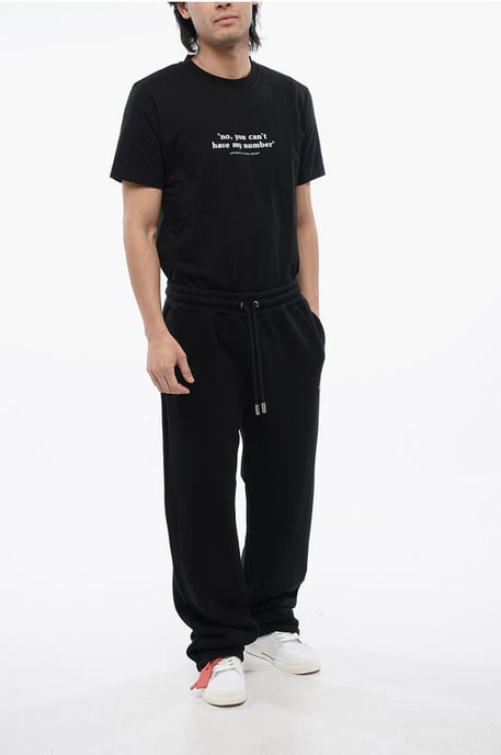 Geborstelde katoenen BANDANA geborduurde joggingbroek in het zwart - Image 4