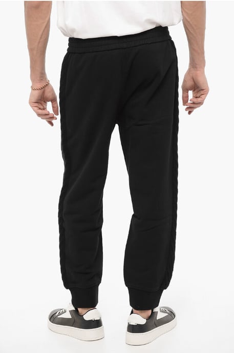 Effen joggingbroek met wollen zijbanden in zwart - Image 2
