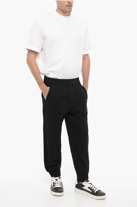 Effen joggingbroek met wollen zijbanden in zwart - Image 4