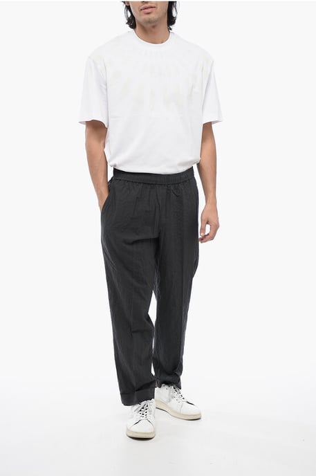 Gerimpelde katoenen REM Slim Fit-broek in grijs - Image 4