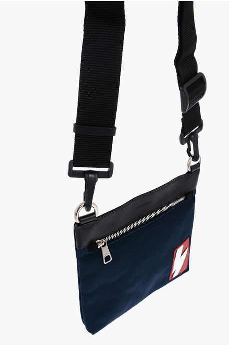 Nylon Sacoche met afneembare schouderband in blauw - Image 3