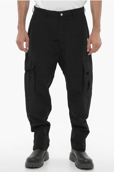 Nylon cargobroek met geborduurd logo in zwart - Image 1
