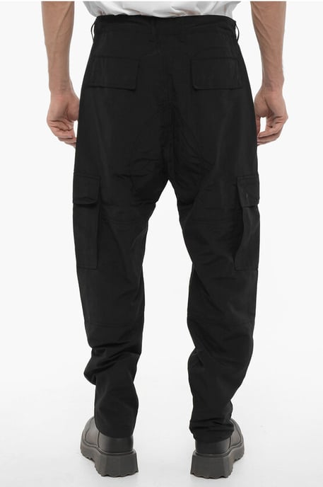 Nylon cargobroek met geborduurd logo in zwart - Image 2
