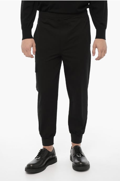 Skinny Fit Cargo-broek met trekkoord in de taille in zwart - Image 1