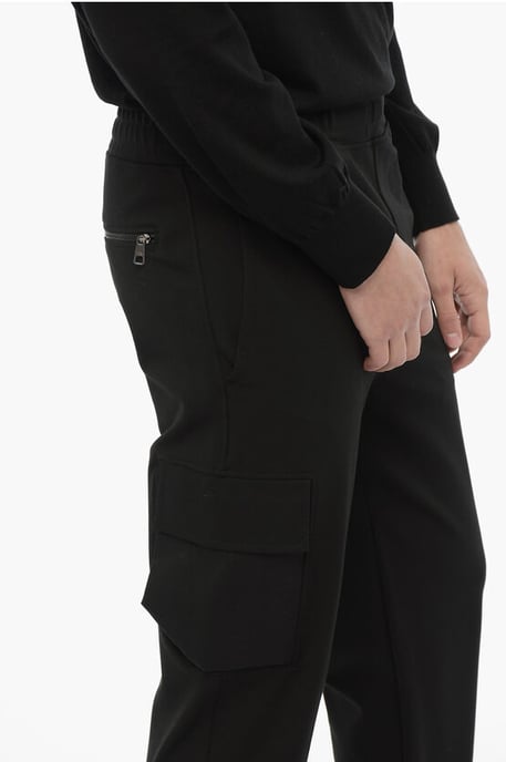 Skinny Fit Cargo-broek met trekkoord in de taille in zwart - Image 4