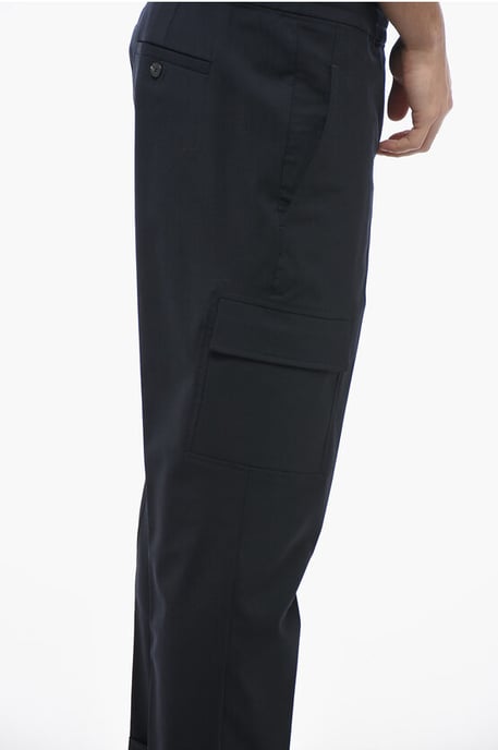 Lage taille REM cargobroek van een mix van scheerwol in blauw - Image 2
