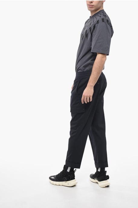 Lage taille REM cargobroek van een mix van scheerwol in blauw - Image 4