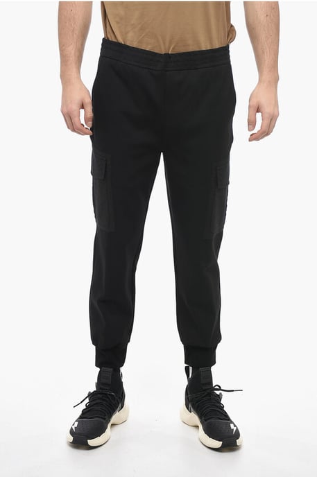 Skinny cargobroek met lage taille en trekkoord in de taille in zwart - Image 1