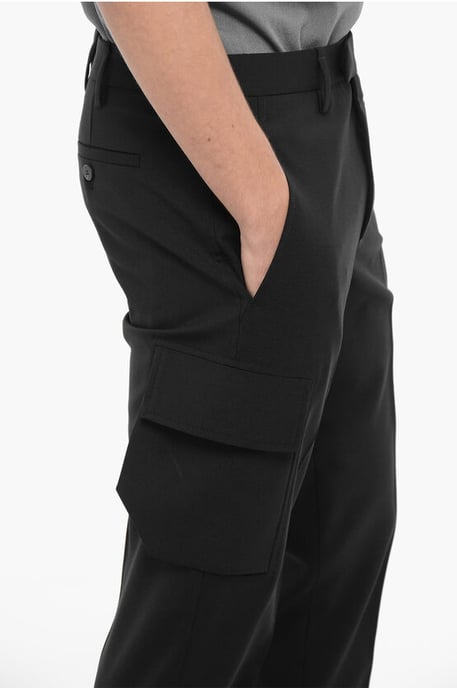 Skinny Cargo-broek met riemlussen in zwart - Image 4