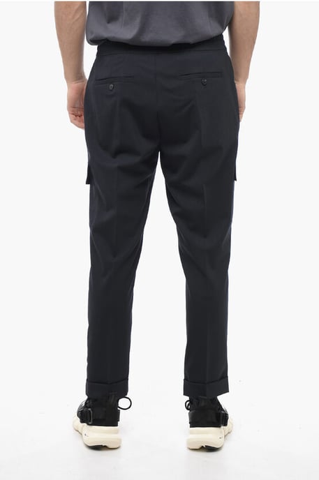 Lage taille REM cargobroek van een mix van scheerwol in blauw - Image 2