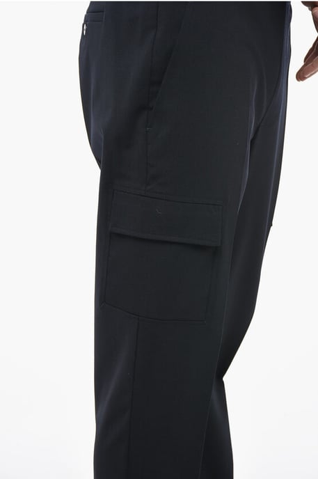 Lage taille REM cargobroek van een mix van scheerwol in blauw - Image 3