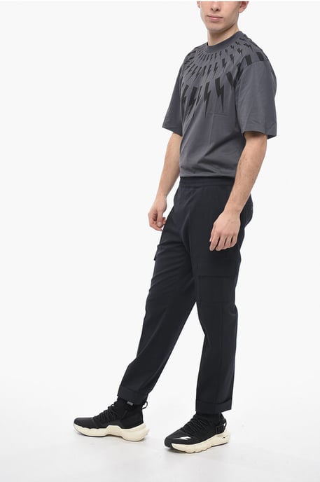 Lage taille REM cargobroek van een mix van scheerwol in blauw - Image 4
