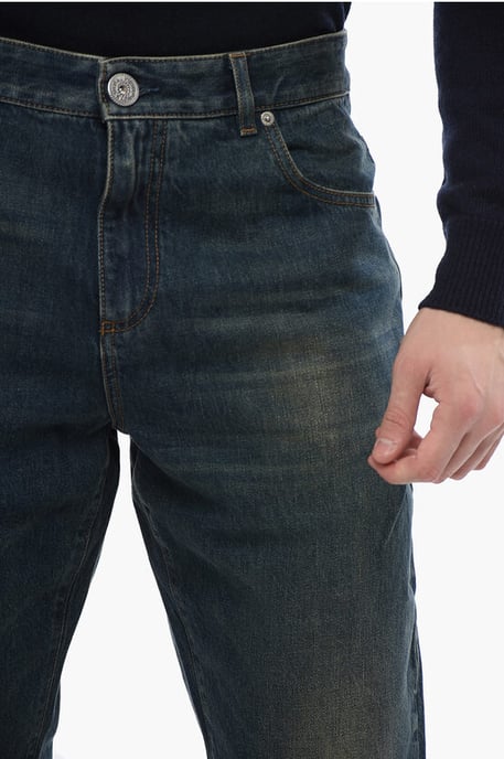 Tapered-fit denim met vintage effect in blauw - Image 3