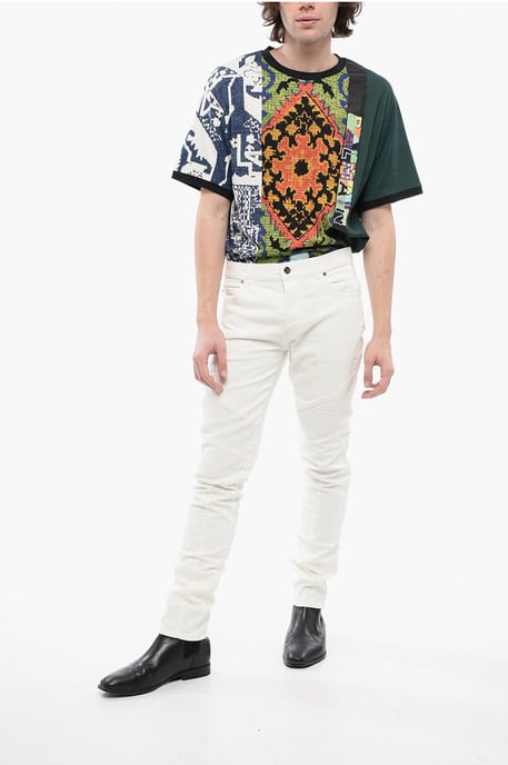 Tapered Fit Biker Denims met riemlussen 15 cm in wit - Image 4