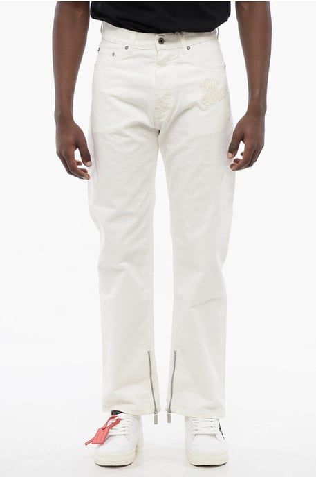 Stretch denim jeans met enkelrits 20 cm in wit - Image 1