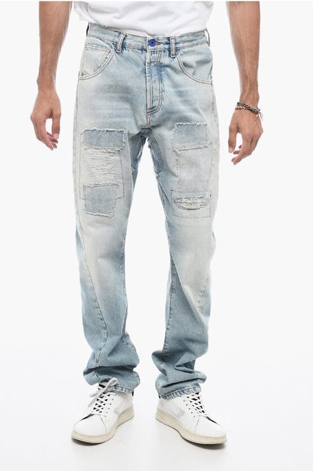 Vintage Effect TWIST Denims met Patchwork 17cm in Lichtblauw - Image 1