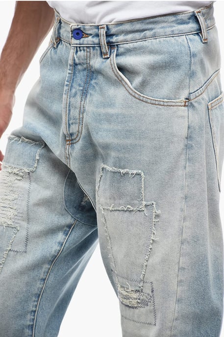 Vintage Effect TWIST Denims met Patchwork 17cm in Lichtblauw - Image 3