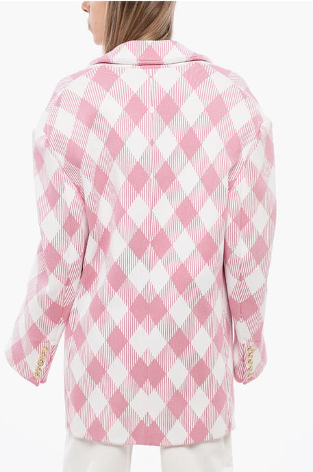 Oversized jas met ruitjesmotief in roze - Image 2