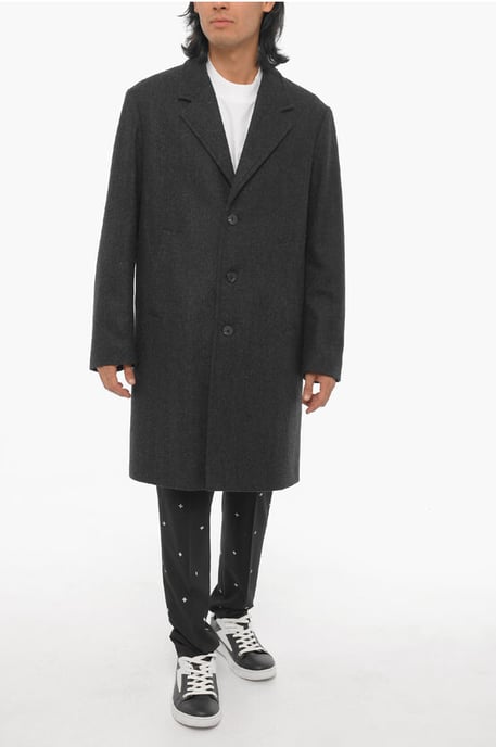 Slim fit enkelrijsjas van wolmix in grijs - Image 4