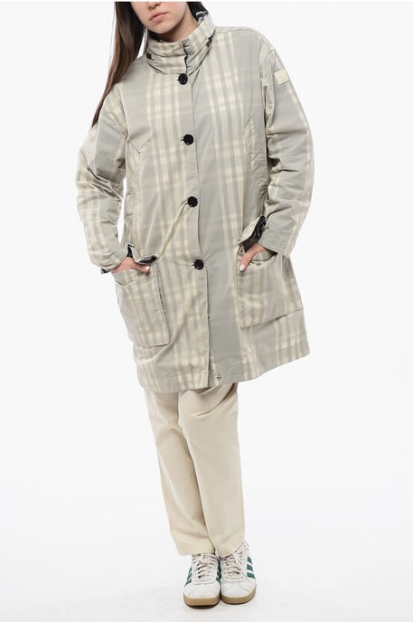 Tartan PEONY jas met verborgen capuchon in beige - Image 4