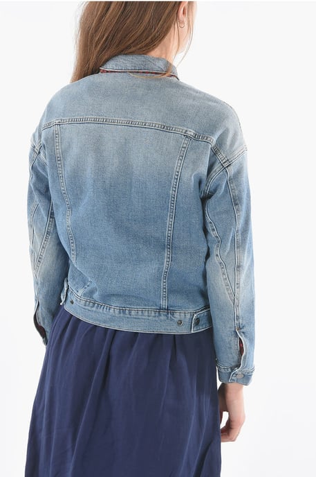 Denim AMERICAN-jasje met zilveren knopen in blauw - Image 2