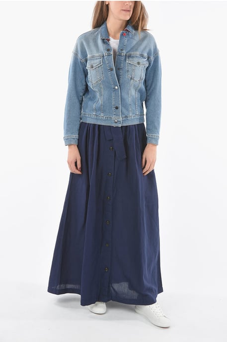 Denim AMERICAN-jasje met zilveren knopen in blauw - Image 4