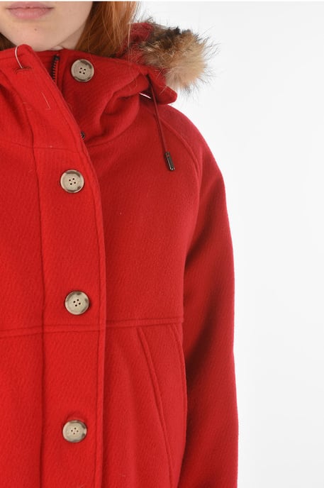 TUNDRA donsjack van een mix van maagdelijke wol met details van echt bont in rood - Image 3