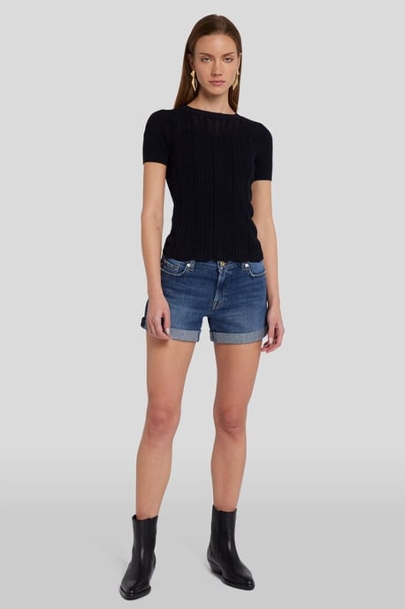 Dames Mid Roll Denim Shorts - Image 2