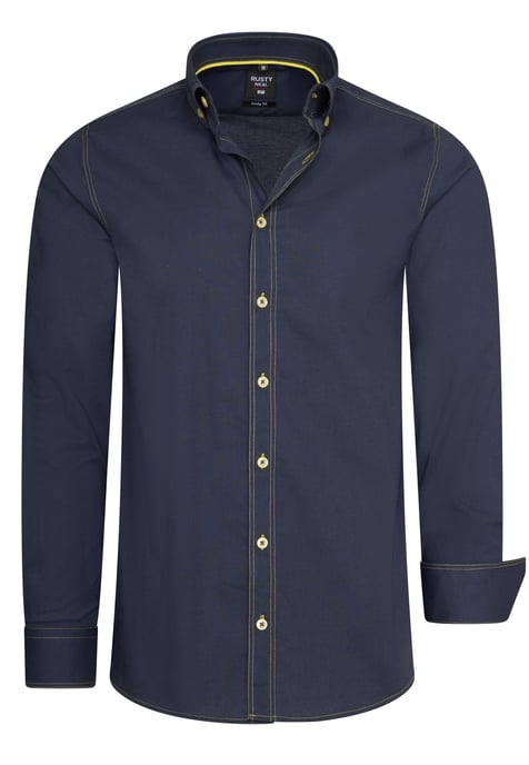 Slim fit overhemd met lange mouwen en contrasterende stiksels - Image 1