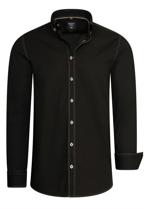 Slim fit overhemd met lange mouwen en contrasterende stiksels - Image 1