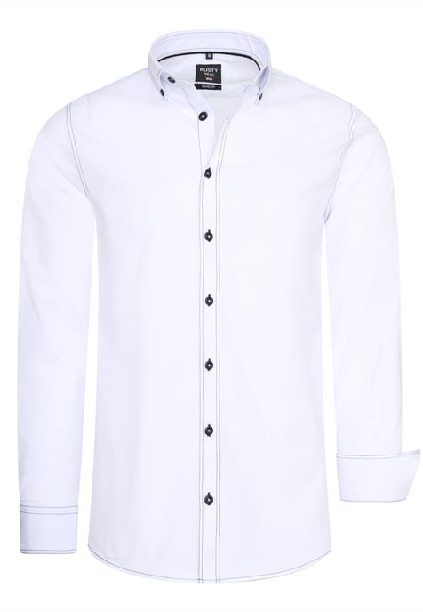 Slim fit overhemd met lange mouwen en contrasterende stiksels - Image 1