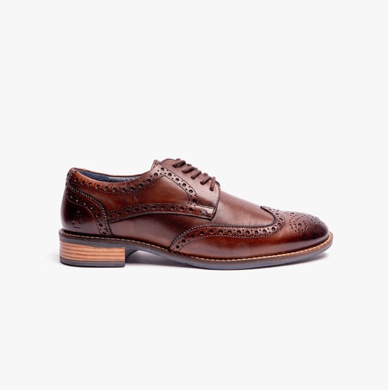 Hush Puppies Dustin Heren Brogue Schoenen Chocolade - Image 1