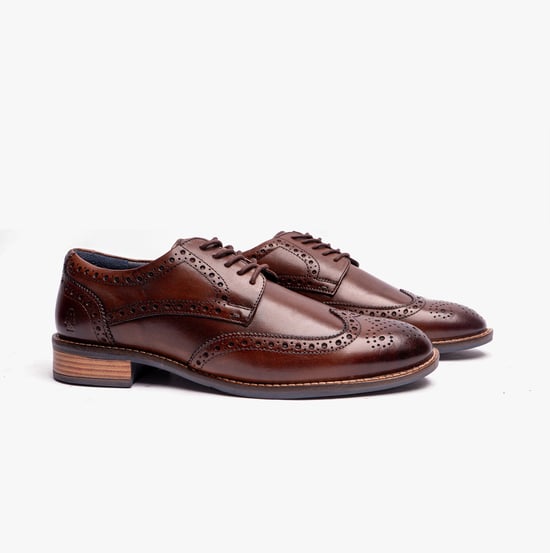 Hush Puppies Dustin Heren Brogue Schoenen Chocolade - Image 2