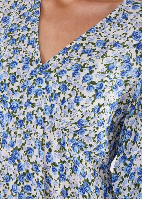 Midi-jurk met blauwe bloemenprint in viscose - Image 2