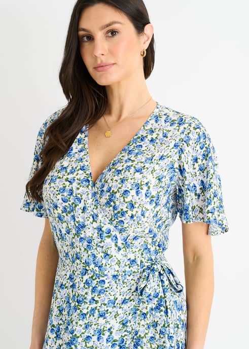 Midi-jurk met blauwe bloemen - Image 2