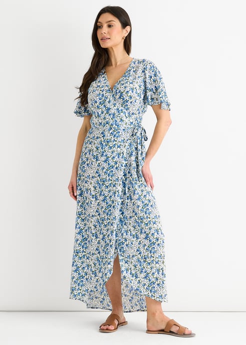 Midi-jurk met blauwe bloemen - Image 3