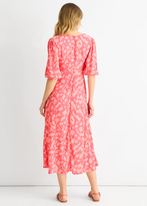 Roze viscose midi-jurk met dierenprint - Image 4