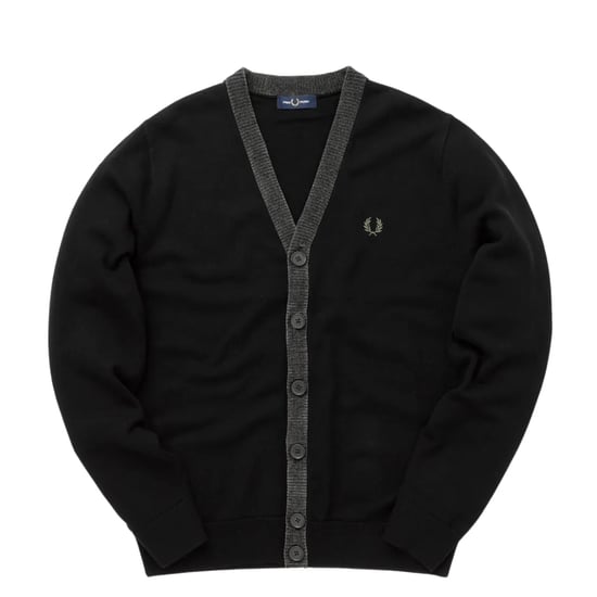 Fred Perry Zwart Chenille Placket Cardigan - Image 1