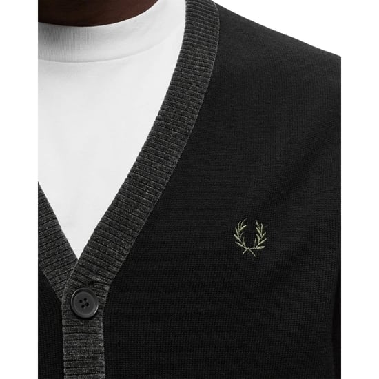 Fred Perry Zwart Chenille Placket Cardigan - Image 3