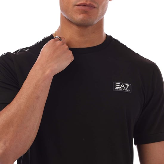 Men's Emporio Armani EA7 Logo Tape T-Shirt in Black - Image 2